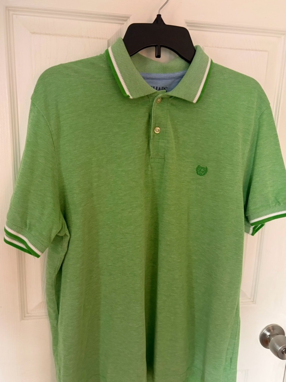 Chaps Lime Green Polo with White-Trim Collar